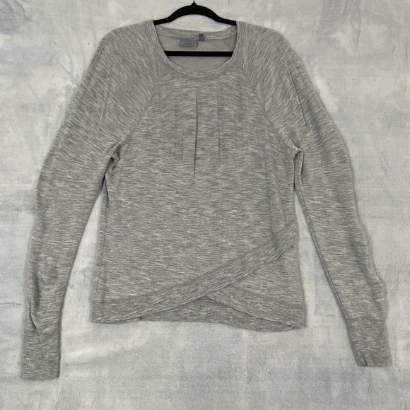 Athleta Cross Front Long Sleeve Top Gray Sz Medium - Picture 1 of 7